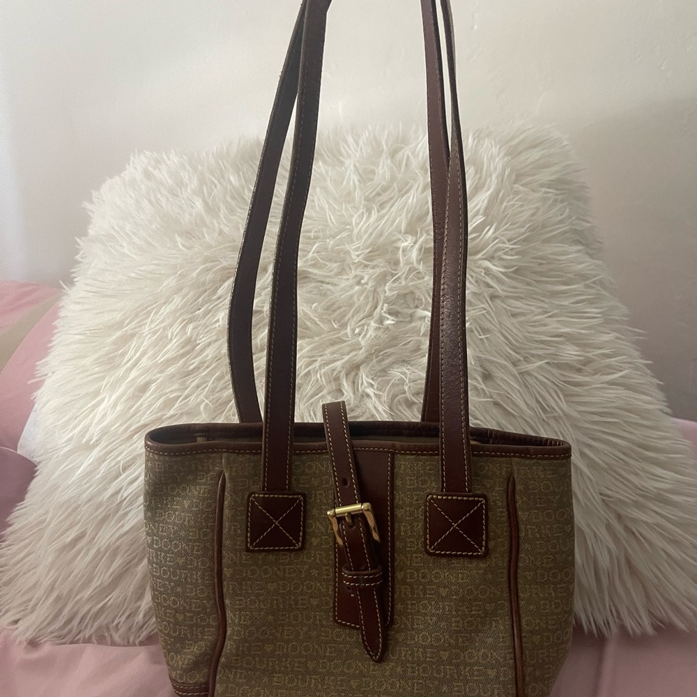 Dooney & Bourke Brown Structured Tote with Leather Accents